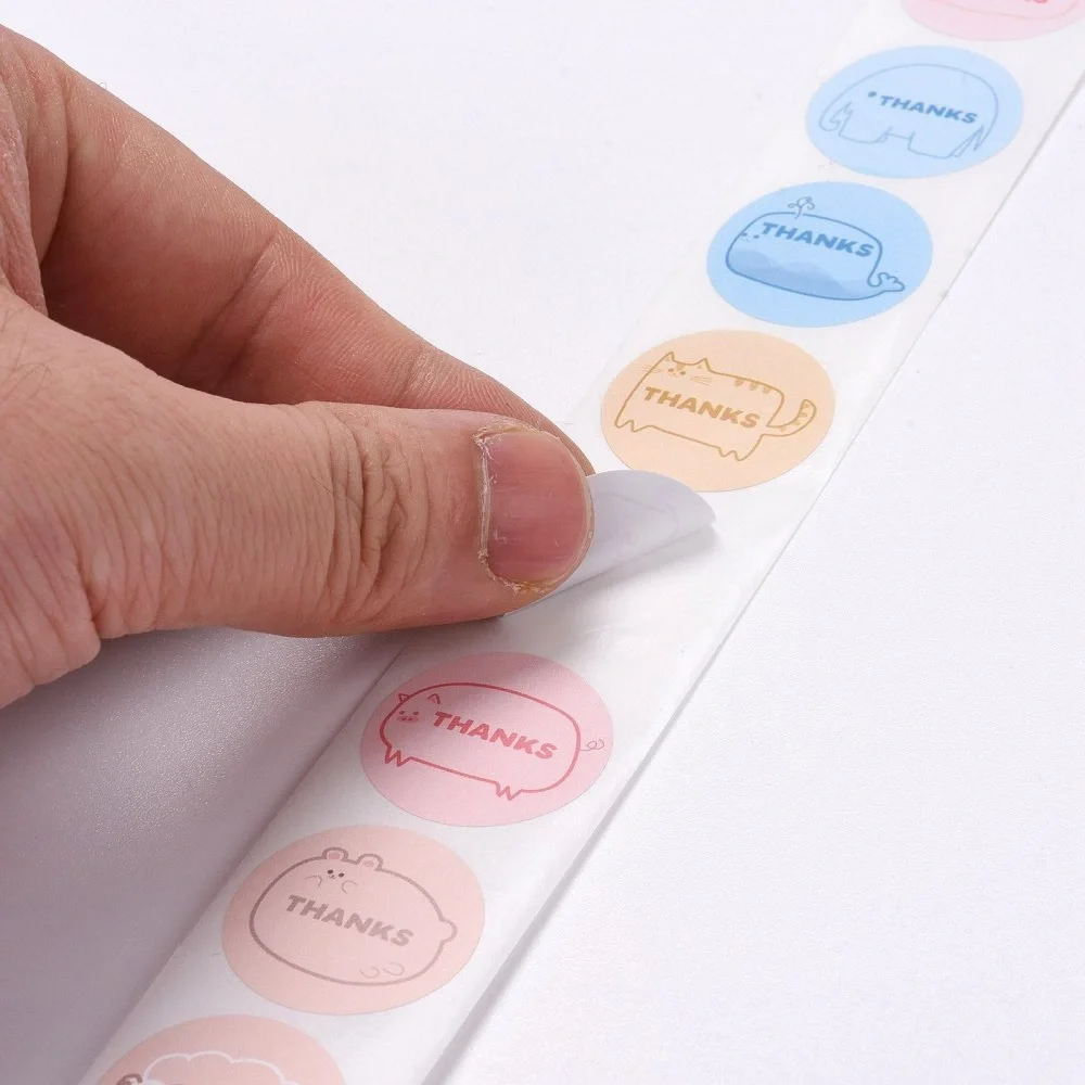500 Cute Animal Thank You Stickers Roll